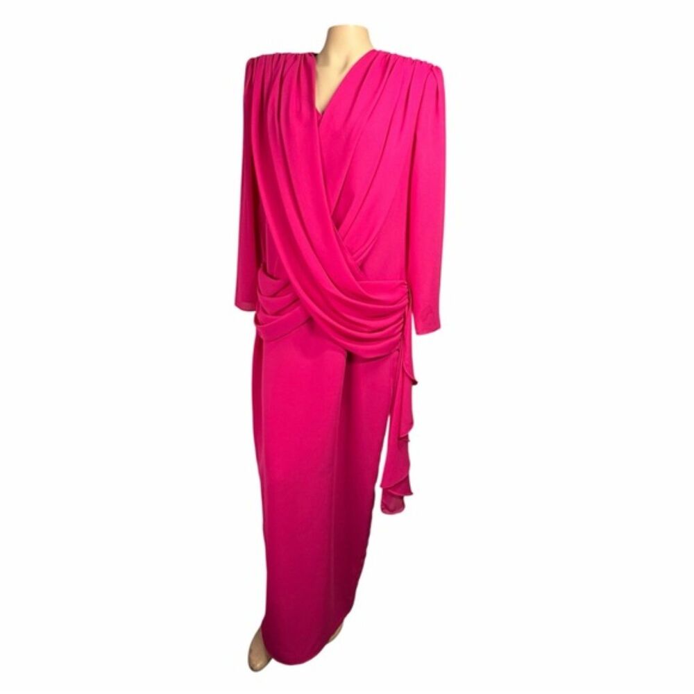 Kathy J Vintage Pink Draped Evening Dress Size 14 Made in USA
